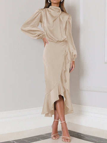 Maxi Robe Sirène en Satin à Manches Longues pour Bal de Promo